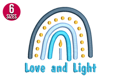 Hanukkah Love and Light Rainbow Embroidery Design - 6 sizes Product Image 1