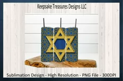Star Of David 20oz Tumbler Wrap and Car Coaster Sublimation Product Image 1