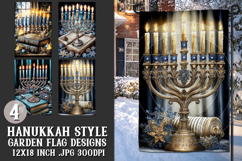 Hanukkah Garden Flag, Elegant Hanukkah Style Garden Flags 78 Product Image 1
