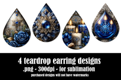 Hanukkah Teardrop Earrings, Hanukkah Earring Designs, s1 Product Image 2