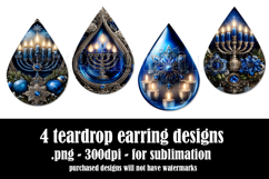Hanukkah Teardrop Earrings, Hanukkah Earring Designs, s3 Product Image 2