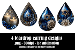 Hanukkah Teardrop Earrings, Hanukkah Earring Designs, s8 Product Image 2