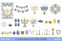 Hanukkah Symbols Vector Clipart | Jewish Holiday Sublimation Product Image 2