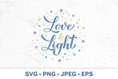 Hanukkah quote SVG. Love and Light. Hanukkah decor Product Image 1