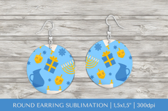 Hanukkah earring sublimation. Jewish round earrings 18 Product Image 1