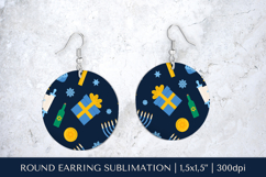 Hanukkah earring sublimation. Jewish round earrings 20 Product Image 1