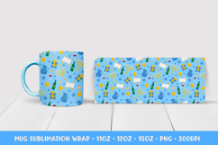 Hanukkah Mug Sublimation Wrap. Jewish Mug Wrap Design 05 Product Image 1