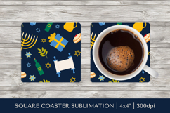 Hanukkah square coaster sublimation. Jewish coaster PNG 11 Product Image 1