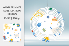 Hanukkah Spinner Sublimation. Wind Spinner Design PNG 07 Product Image 1