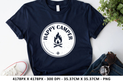 Happy Camper Campfire Black &amp; White Camping Png Design Product Image 3