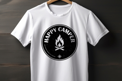 Happy Camper Campfire Black &amp; White Camping Png Design Product Image 5