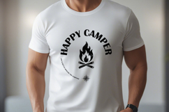 Happy Camper Campfire Black &amp; White Camping Png Design Product Image 4