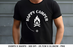 Happy Camper Campfire Black &amp; White Camping Png Design Product Image 2