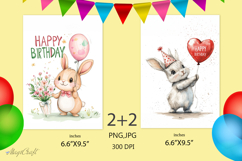 Happy Birthday Card|Cute bunny design Card|holiday| balloon Product Image 2