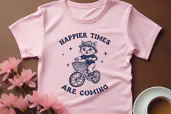 Happier Times Are Coming SVG, Cute Cat Riding Bike Retro PNG Product Image 3