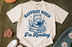Happier when I'm Reading SVG,Funny Cat Design Product Image 2