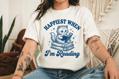 Happier when I'm Reading SVG,Funny Cat Design Product Image 3