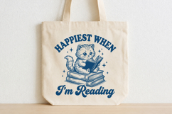 Happier when I'm Reading SVG,Funny Cat Design Product Image 4