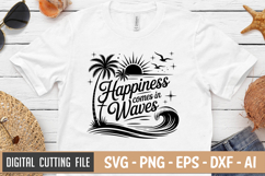 Happiness Comes In Waves SVG File | Summer SVG | Beach SVG Product Image 1