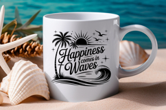 Happiness Comes In Waves SVG File | Summer SVG | Beach SVG Product Image 2
