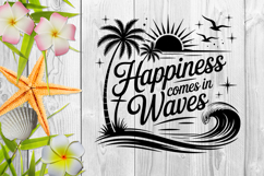 Happiness Comes In Waves SVG File | Summer SVG | Beach SVG Product Image 3