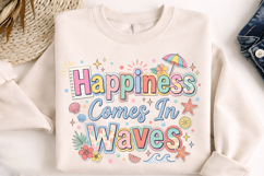happiness comes in waves, summer coastal png, beach t shirt design, ocean waves png, coastal sublimation, beach lover png, summer vacation png, beach vibes png, seaside design, coastal summer png
