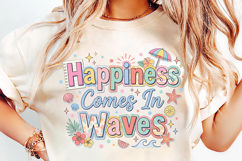 happiness comes in waves, summer coastal png, beach t shirt design, ocean waves png, coastal sublimation, beach lover png, summer vacation png, beach vibes png, seaside design, coastal summer png