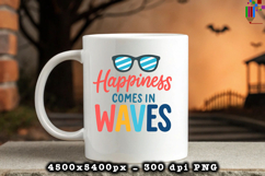 Happiness Comes In Waves Summer Design PNG File
