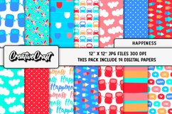 Groovy Digital Paper, retro graphic, hippie illustrations Product Image 1