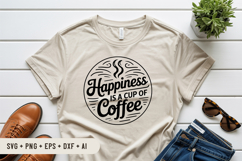 Happiness Is A Cup Of Coffee SVG File | Coffee Round Sign Product Image 3