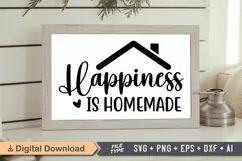 Happiness Is Homemade Sign SVG, Farmhouse Christmas Sign Product Image 1