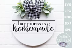 Farmhouse Home Round Sign Svg | Happiness Is Homemade Product Image 1
