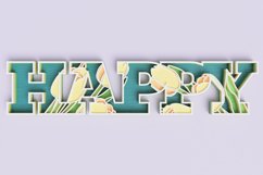 Floral "Happy" Sign Laser Cut File | Floral Sign SVG Product Image 1