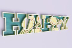 Floral "Happy" Sign Laser Cut File | Floral Sign SVG Product Image 2