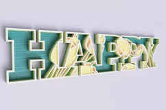 Floral "Happy" Sign Laser Cut File | Floral Sign SVG Product Image 2