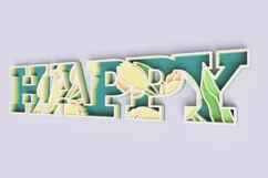 Floral "Happy" Sign Laser Cut File | Floral Sign SVG Product Image 5