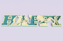 Floral "Happy" Sign Laser Cut File | Floral Sign SVG Product Image 3