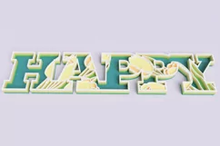 Floral "Happy" Sign Laser Cut File | Floral Sign SVG Product Image 3