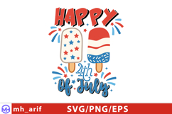 Happy 4th of July Hand-drawn PNG SVG T-shirt Design Product Image 1