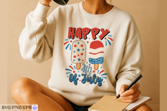 Happy 4th of July Hand-drawn PNG SVG T-shirt Design Product Image 3