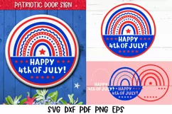 Happy 4th of July Door Sign SVG |Patriotic Rainbow SVG Product Image 1
