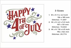 Happy 4th of July embroidery, Independence Day design Product Image 2