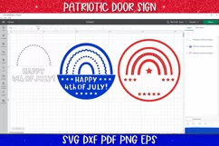 Happy 4th of July Door Sign SVG |Patriotic Rainbow SVG Product Image 4