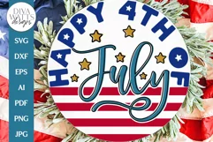 Happy 4th Of July SVG | Door Hanger Patriotic Welcome Sign Product Image 1
