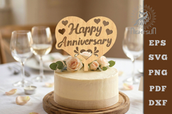 Happy Anniversary Cake Topper SVG Product Image 1