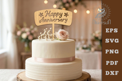 Happy Anniversary Cake Topper SVG Product Image 1