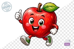 Happy Apple Character PNG Teacher School Design Product Image 1