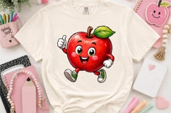 Happy Apple Character PNG Teacher School Design Product Image 2