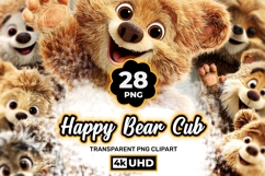Happy Bear Cub 28 PNG Cute Baby Bear Clipart Product Image 1