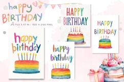 Happy Birthday Card Printable Flower Greeting Gift Card_2 Product Image 1